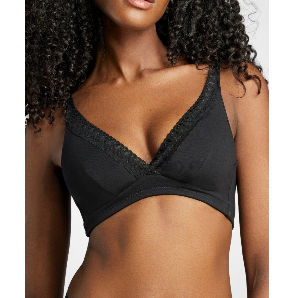 Women's Organic Cotton Lace Plunge Bra - White