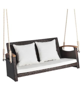 2-seater hanging swing porch swing PE wicker swing outdoor hanging swing garden poolside