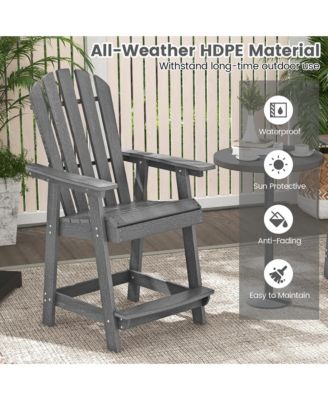 Tall Bar Stool HDPE Chair w/ Armrest Footrest Home Indoor Outdoor Patio