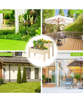 2 Tier Wooden Raised Garden Bed Elevated Planter Box w/Legs Drain Holes