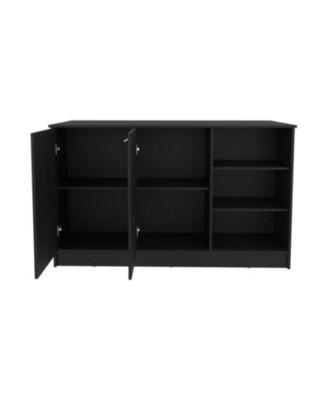 Mars Kitchen Island Two Cabinets, Three Open Shelves, Black Wengue