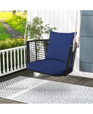 Porch Swing Patio Hanging Rattan Chair with Zippered Cushions and Rope