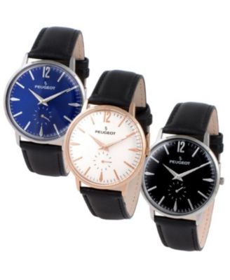 Men's 40mm Blue Dial Vintage Remote Sweep Leather Strap Watch