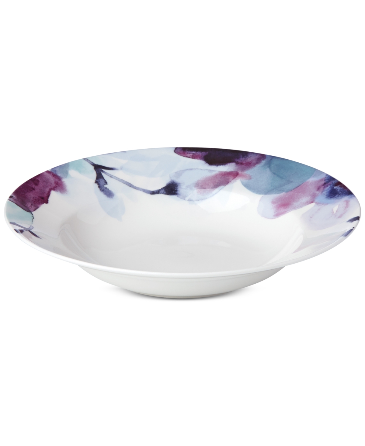 Indigo Watercolor Floral Rim Soup Bowl, Created for Macy's - White