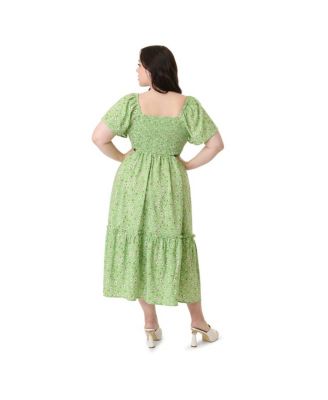 Plus Size Smocked Bodice Midi Dress