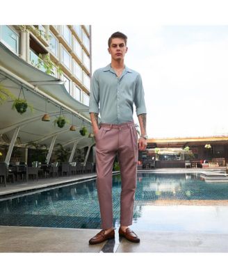 Men's Nude Pink Striped Tailored Trousers