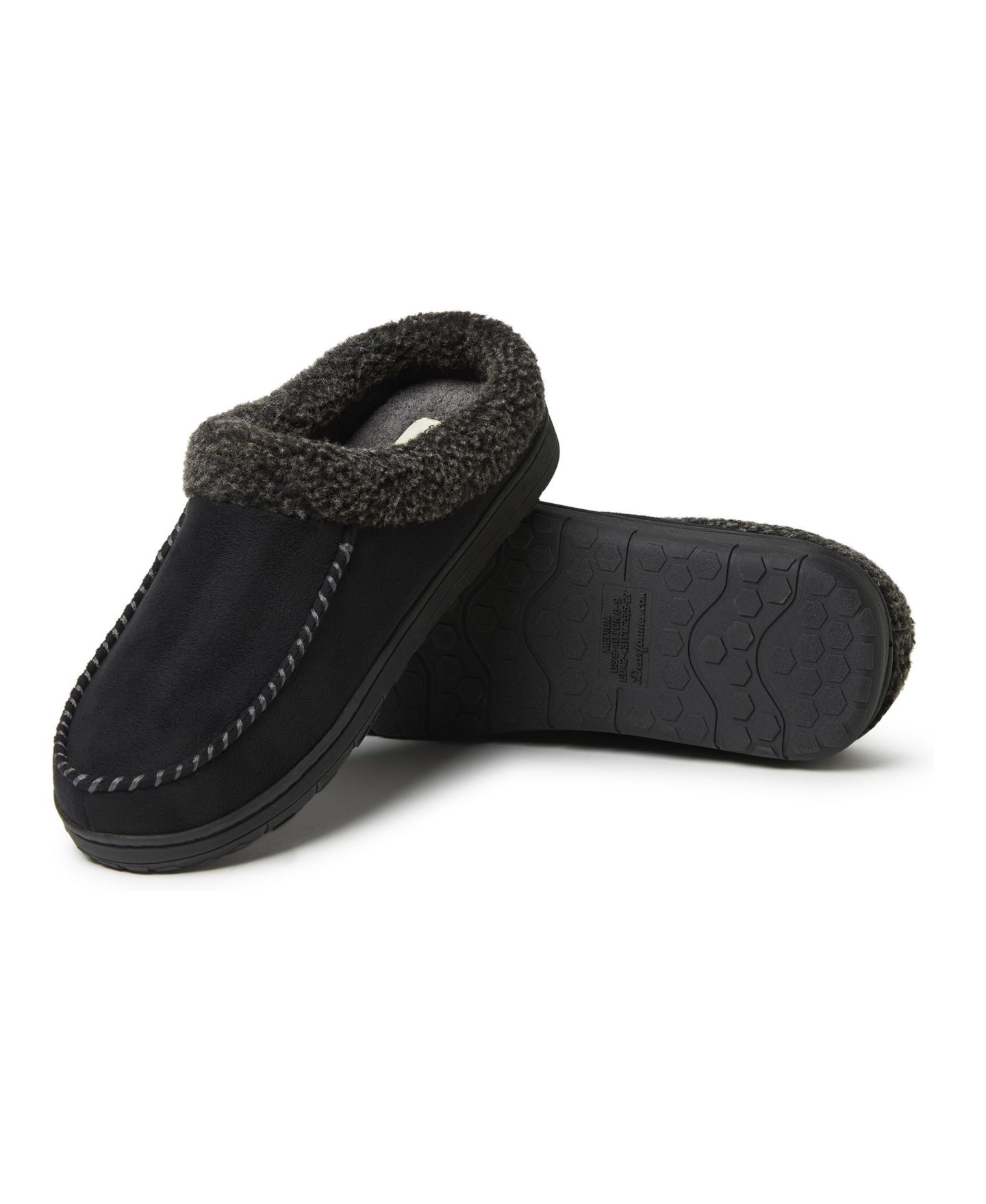 Мужские сабо Dearfoams Brendan Microsuede Moccasin Toe Clog Slipper, цвет: Чёрный — фото 2