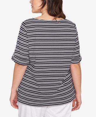 Plus Size Variegated Stripe Knit Top