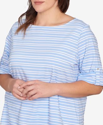 Plus Size Variegated Stripe Knit Top