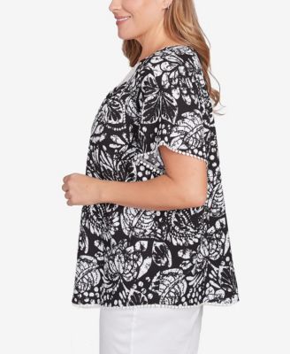 Plus Size Batik Island Paisley Lace Neck Top