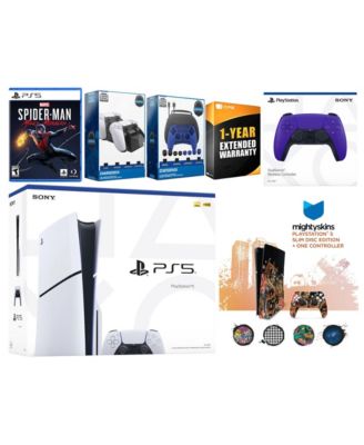 Playstation 5 Slim Disc with Spider-Man: Miles Morales, Extra Chroma Teal Controller, Gamer Kit, Charge Dock and MightySkins Decal Voucher + 1 Ye