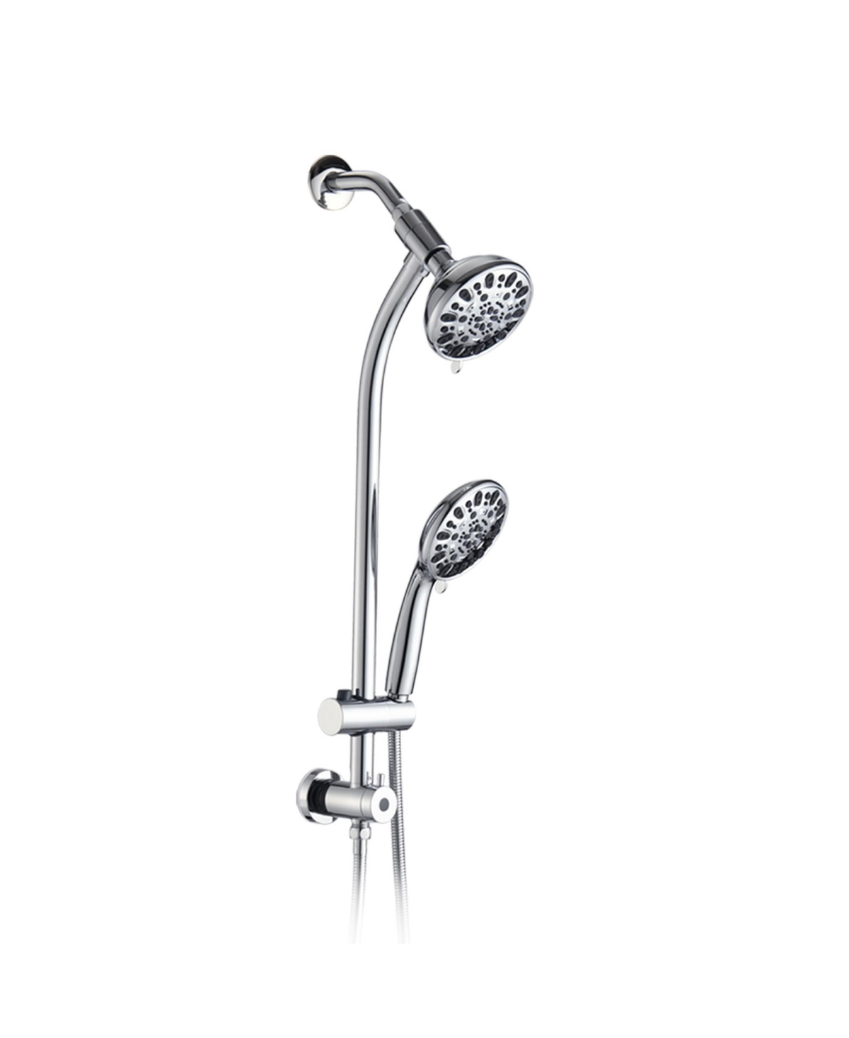 Bar Combo Rain Showerhead, Drill-Free Stainless Steel Slide, 7-Setting Hand, Dual Shower Head Spa System