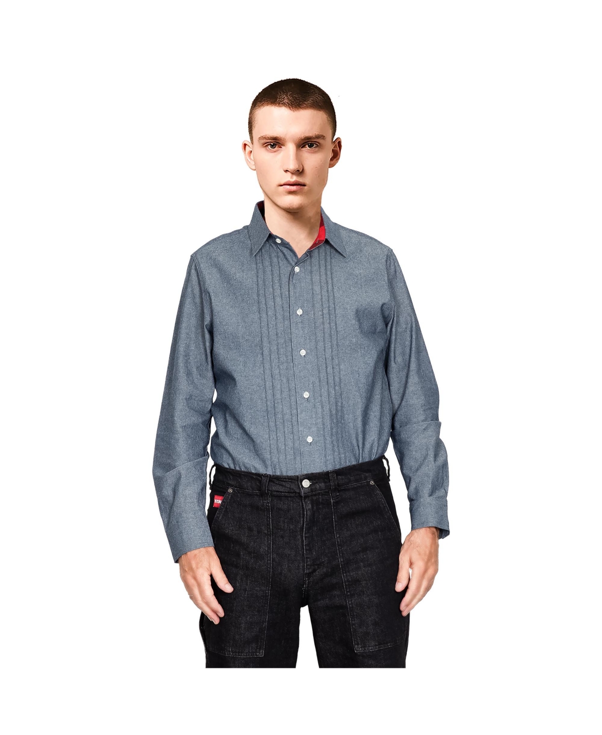 Men's American Heritage Collection Pleated Front Chambray Shirt - Oxford blue