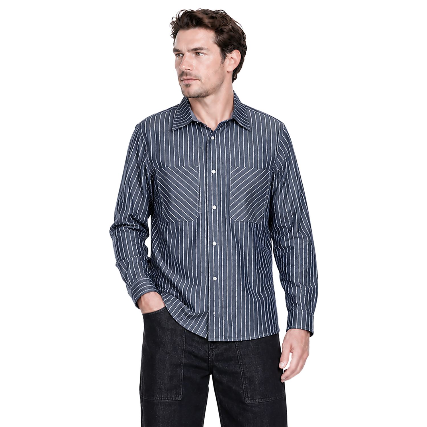 Heritage Men's American Collection Pleated Front Chambray Shirt