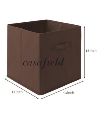 Set of 6 Collapsible Fabric Storage Cube Bins, Beige - 13" Foldable Cloth Baskets for Shelves and Cubby Organizers