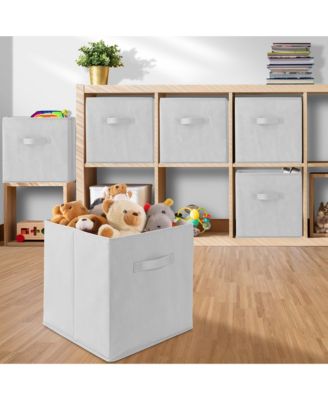 Set of 6 Collapsible Fabric Storage Cube Bins, Orange - 13" Foldable Cloth Baskets for Shelves and Cubby Organizers