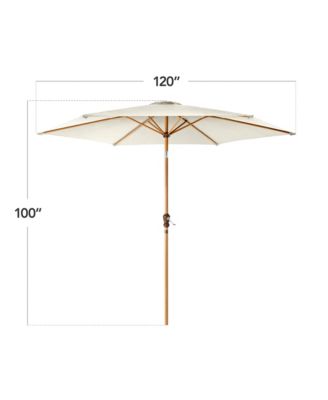 10ft Outdoor Woodgrain Pattern Steel Market Patio Umbrella w/ Crank, Tilt