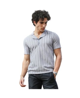 Men's Coin Grey Wicker-Tactitle Polo T-Shirt