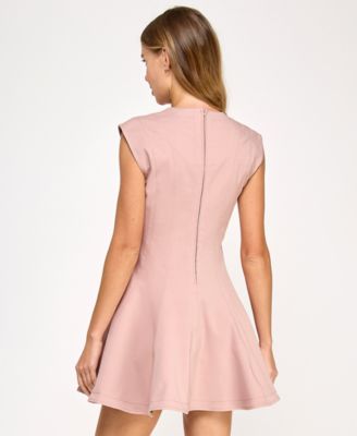 Juniors' Crewneck Short Fit & Flare Dress