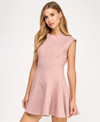 Juniors' Crewneck Short Fit & Flare Dress