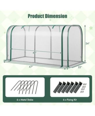 Mini Tunnel Greenhouse with Ventilated Roll-Up Zipper Door for Small Garden Spaces