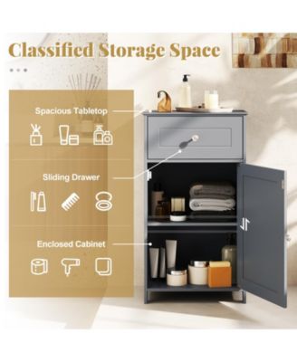 Slim Bathroom Storage Cabinet – Drawer, Single Door & Adjustable Shelf