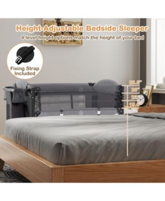 Kids Foldable Bassinet with 4-Level Adjustable Changing Table & Plush Mattress