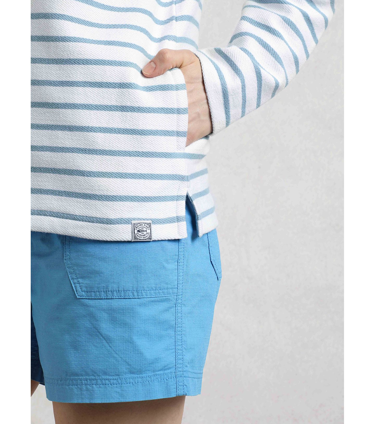 Женское худи Weird Fish Striped Full Zip, цвет: Минеральный синий — фото 3