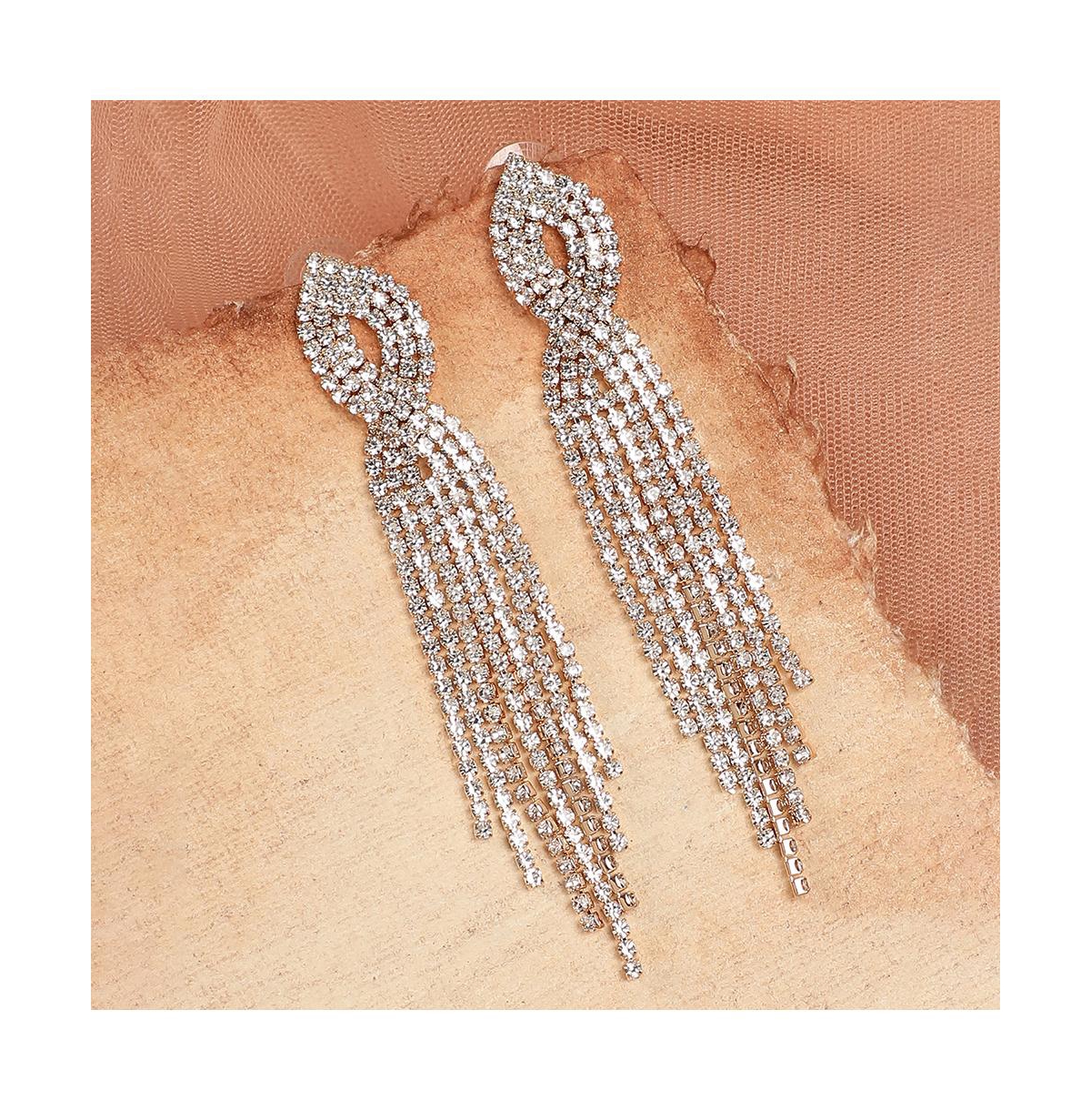 Sohi Women's Silver Bling Cluster Drop Earrings