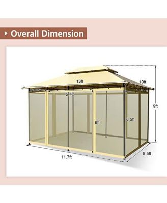 10 Feet x 13 Feet Tent Canopy Shelter with Removable Netting Sidewall