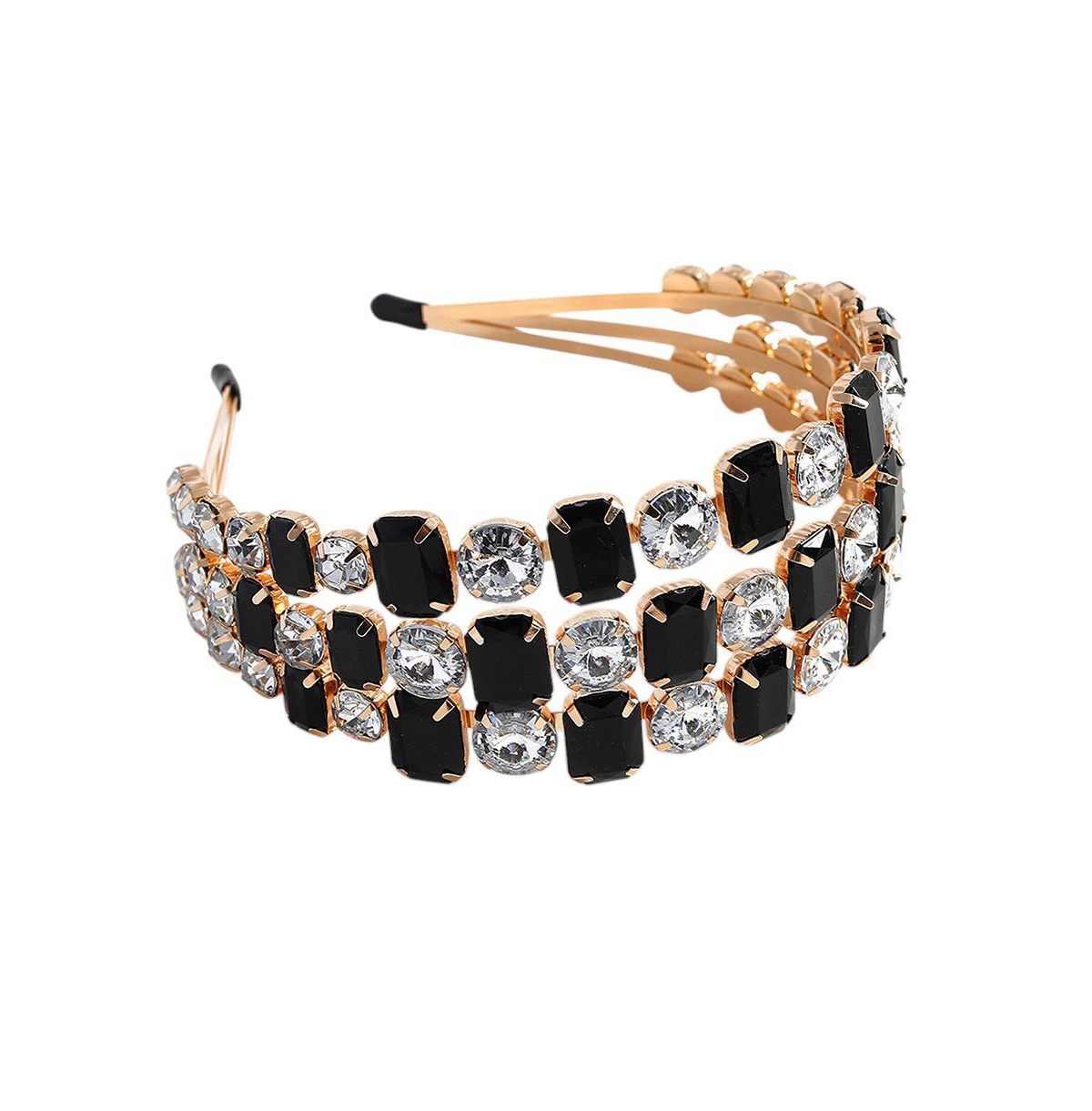 Gold-Plated Stones Hairband - Black