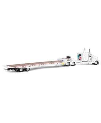 1/64 White Peterbilt 389 w/ Landoll 440B-50CA Traveling Axle Trailer DCP