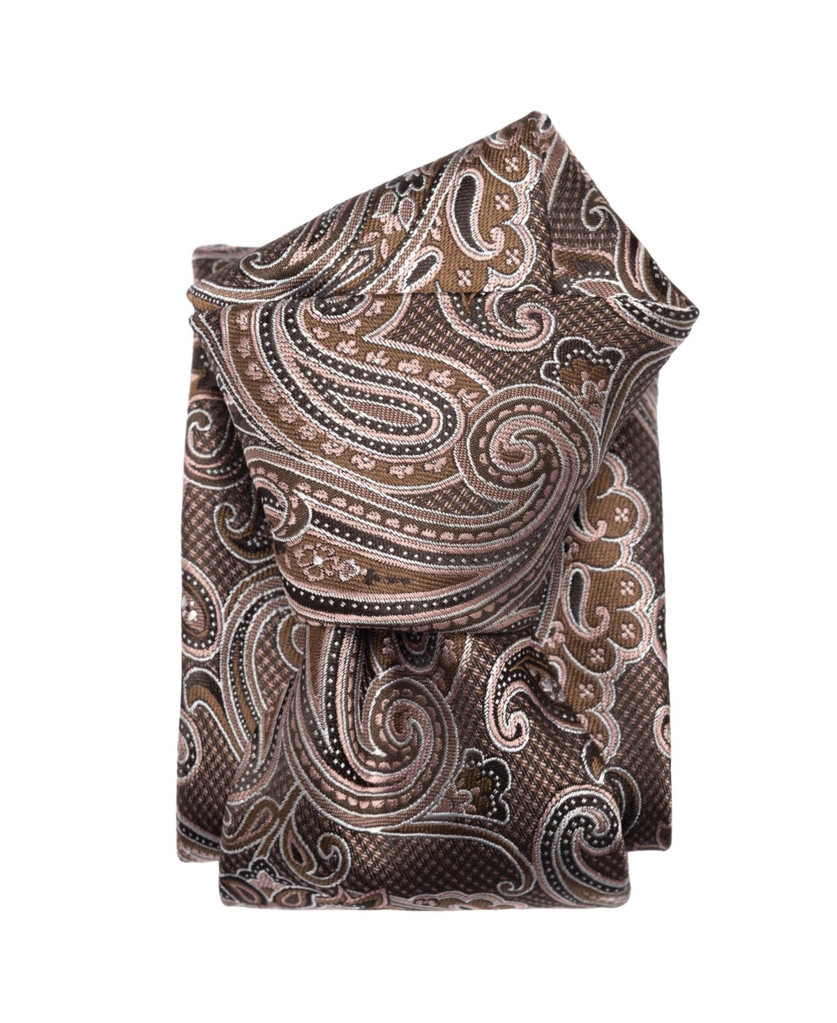 Big & Tall Pavia - Silk Jacquard Tie for Men - Brown and blush pink
