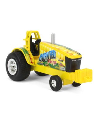 1/64 Corn Fed Racing Yellow Pulling Tractor Collect N Play