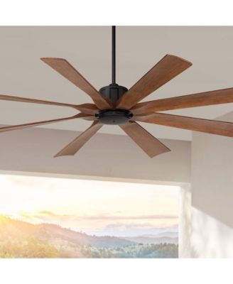 60" Defender Modern Industrial Indoor Outdoor Ceiling Fan Remote Control Matte Black Koa Damp Rated for Patio