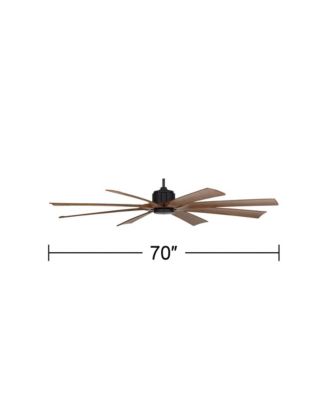 70" Possini Euro Design Defender Modern Industrial Indoor Outdoor Ceiling Fan Remote Control Matte Black Koa Damp Rated for Patio
