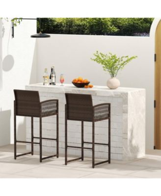 Outdoor Bar Stools Set of 2 Patio Bar Height Chairs with Cushions for Comfortable and Stylish Outdoor Seating