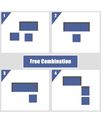 4PCS Rattan Patio Conversation Furniture Set Yard Outdoor w/ Navy Cushion