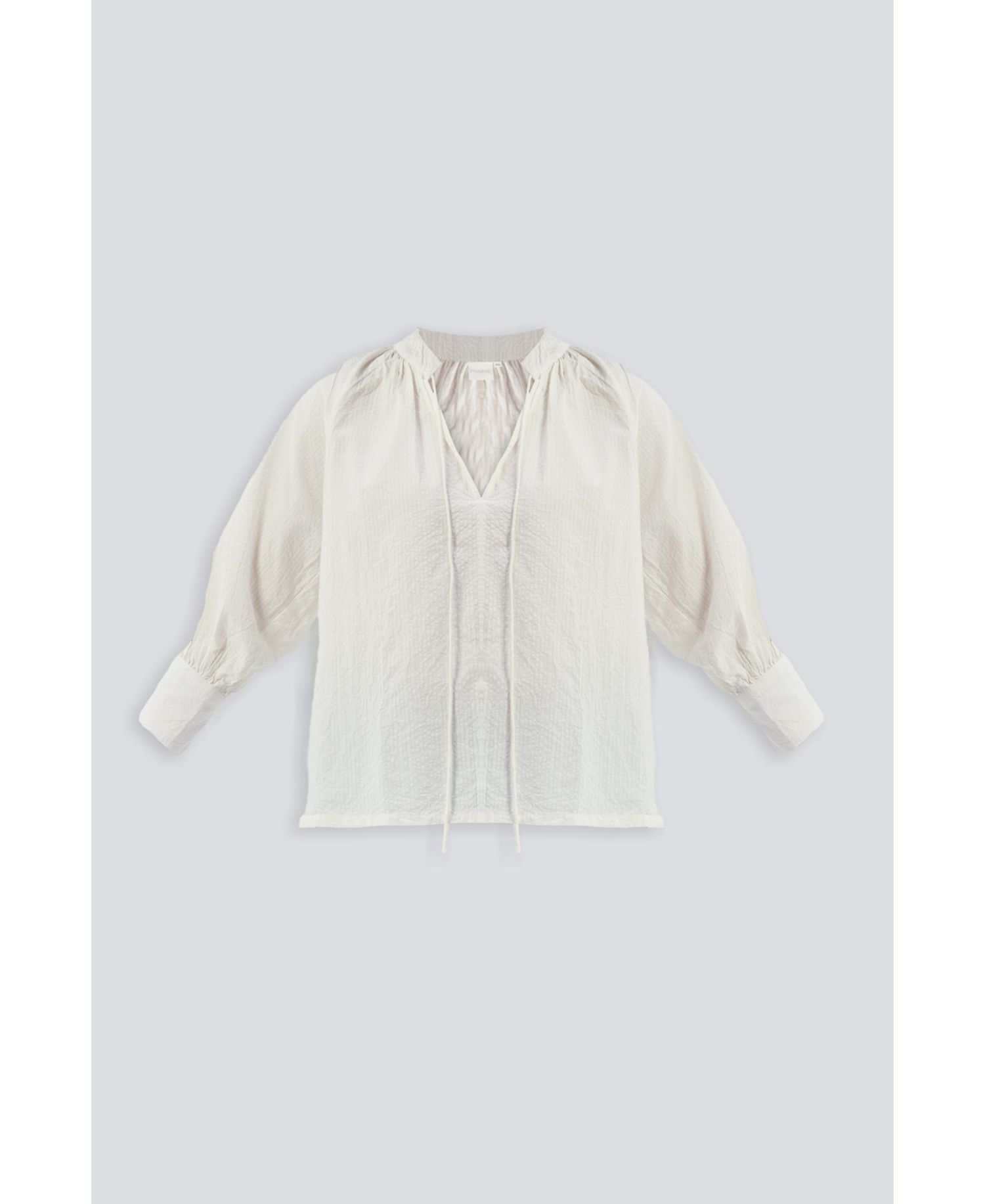 Women's Relaxed Fit Top with Front-tie in Cream