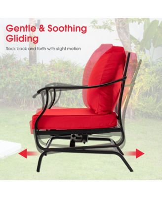 3 Piece Patio Conversation Bistro Set Outdoor Rocking Chair Set  w/ Cushions