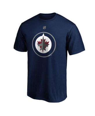 Men's Navy Connor Hellebuyck Winnipeg Jets Authentic Stack Name Number T-Shirt