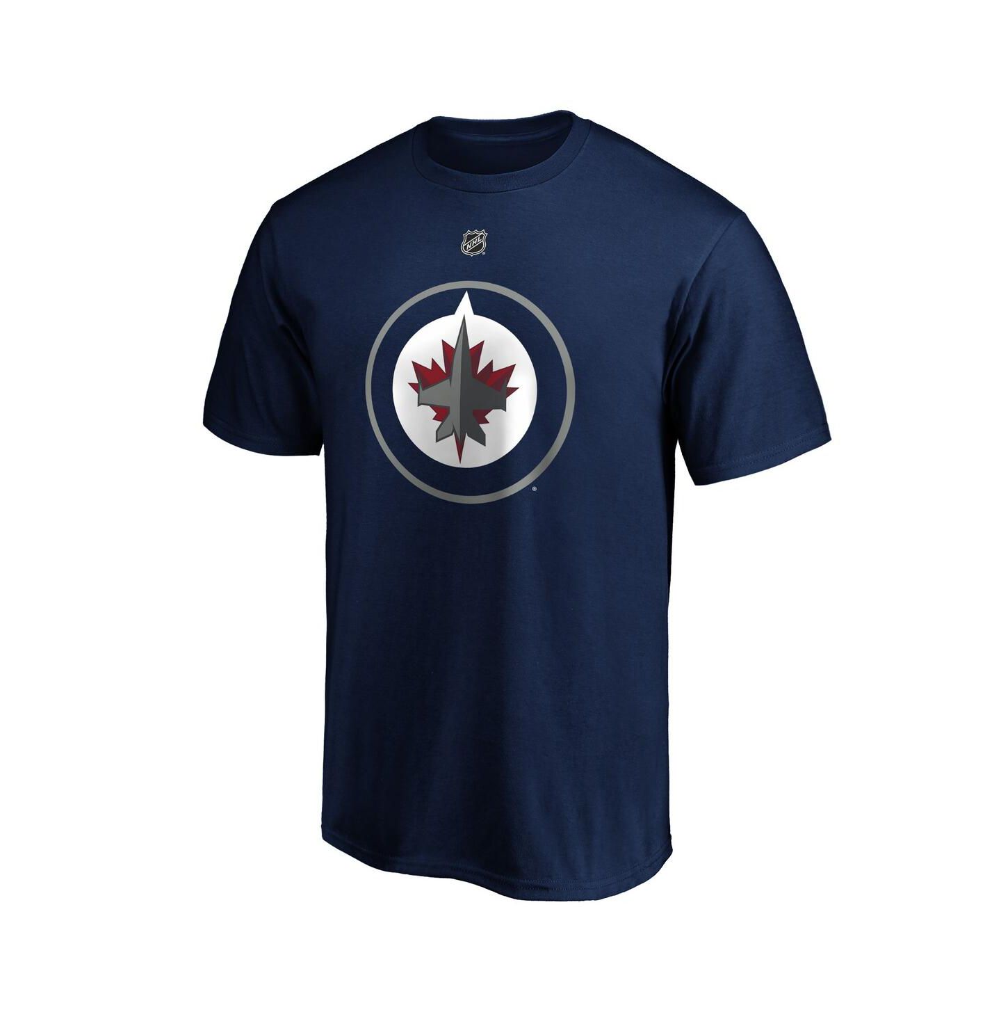 Мужская футболка Fanatics Navy Connor Hellebuyck Winnipeg Jets Authentic Stack Name & Number — фото 2