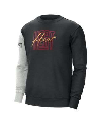 Men's Black/Heather Gray Miami Heat Courtside Versus Force Flight Pullover Sweatshirt