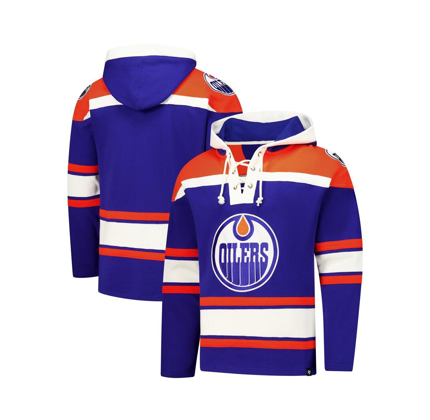 Men's Royal Edmonton Oilers Superior Lacer Pullover Hoodie