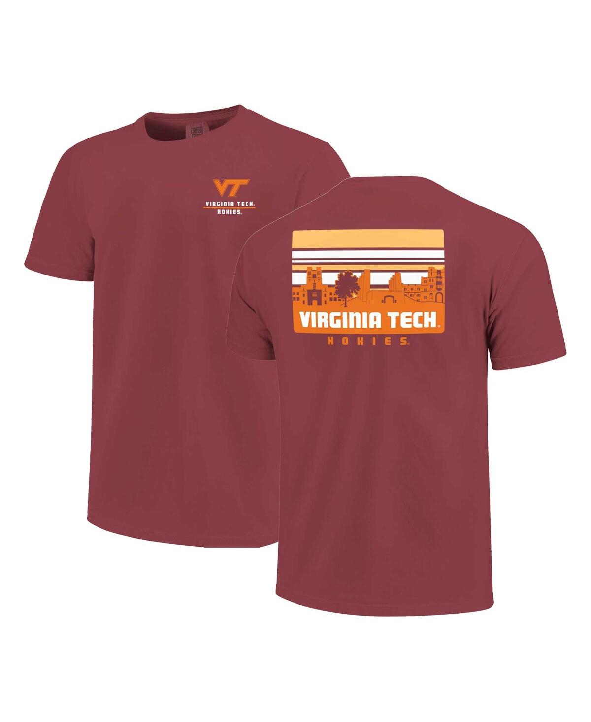 Men's Maroon Virginia Tech Hokies Striped Campus Skyline T-Shirt - Maroon