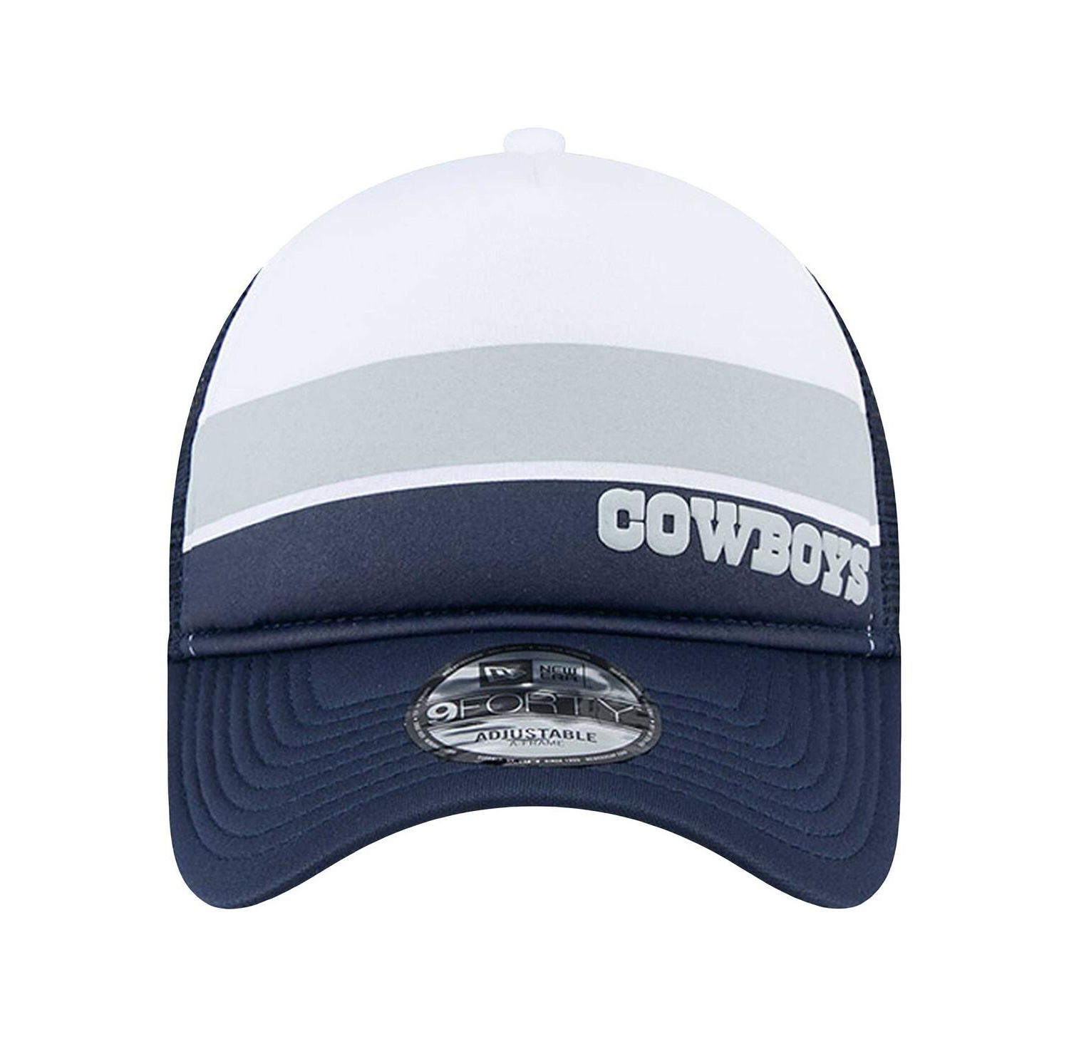 Men's White/Navy Dallas Cowboys Sport Night Color Block 9FORTY A-Frame Trucker Adjustable Hat
