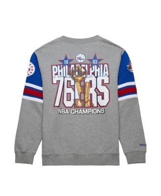 Men's Heather Gray Philadelphia 76ers Hardwood Classics All Over 4.0 Pullover Sweatshirt