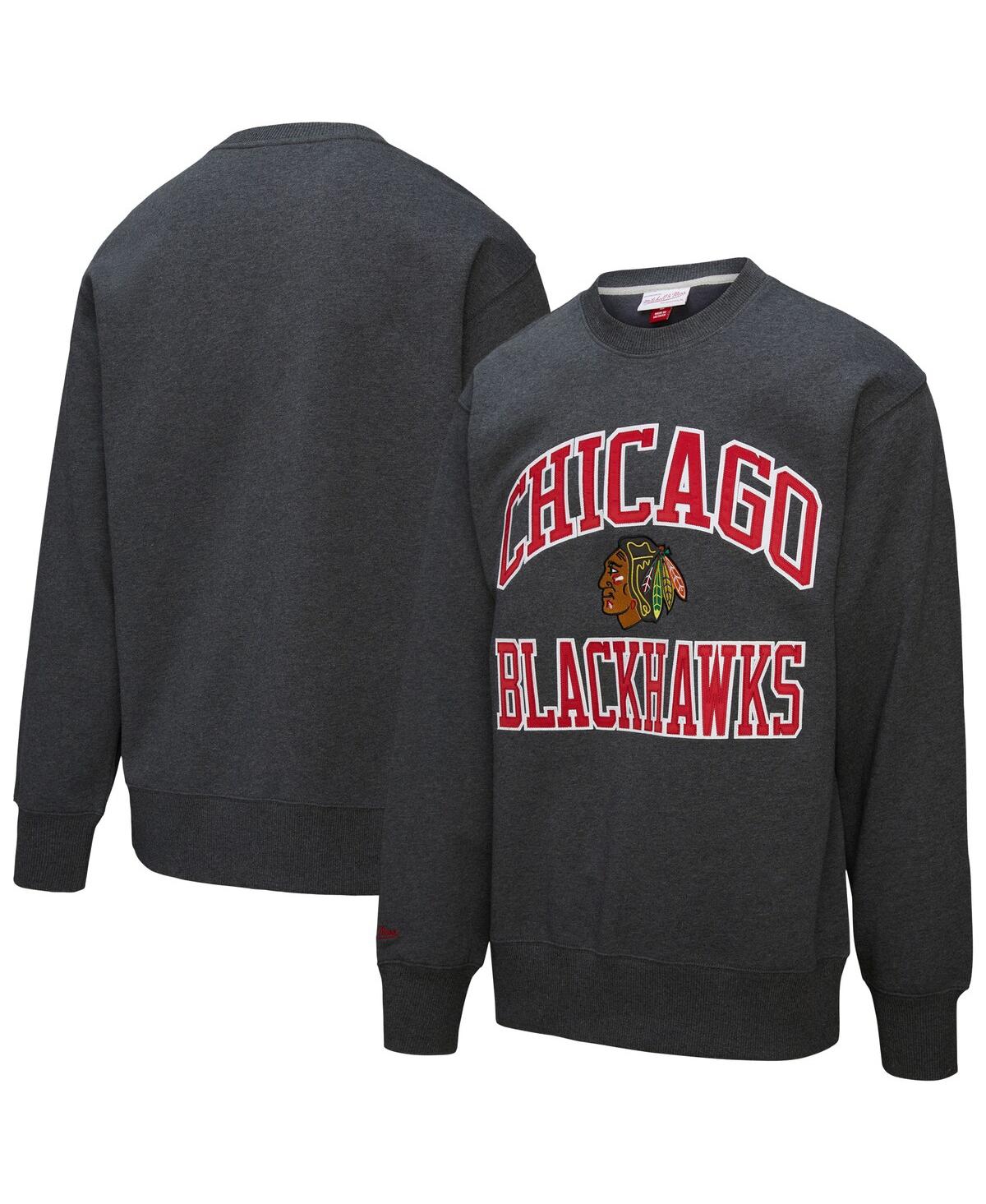 Men's Heather Charcoal Chicago Blackhawks Playoff Win Fleece Pullover Sweatshirt - Heather Charcoal