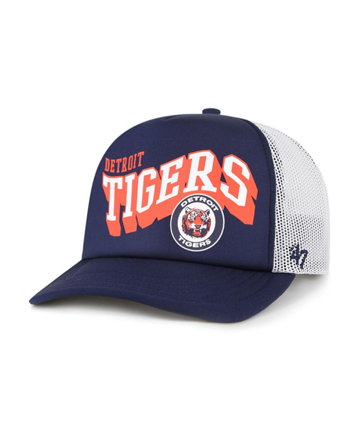 Men's Navy Detroit Tigers Meander Foam Trucker Snapback Hat - Navy