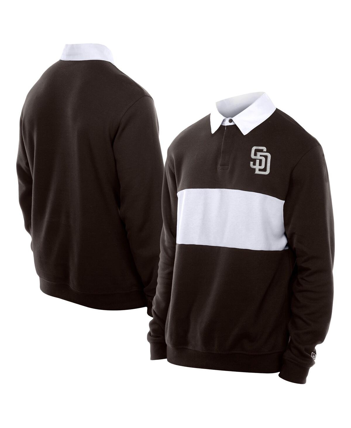 Men's Dark Brown San Diego Padres Throwback Prep Color Block Rugby Polo Shirt - Dark Brown
